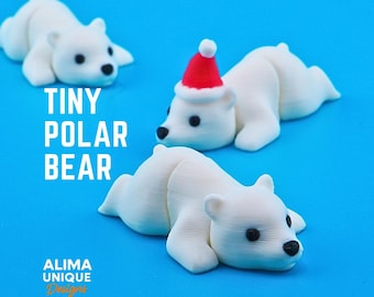 Oso polar pequeño en 3D – articulado o fijo | Disponible opcionalmente como llavero