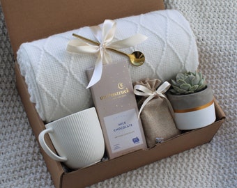 Hygge Gift Box with Blanket, Sending a hug, Thinking of you, Sympathy gift Basket, Bereavement, Encouragement gift, Thank You