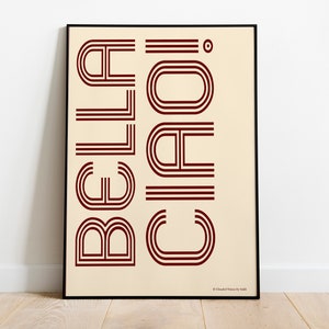 Bella ciao poster, fashionable wall art communist fashion poster, minimal graphic print, Italian design, stylish home decor for smart people