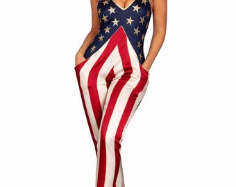 Mono para mujer con estampado de la bandera estadounidense