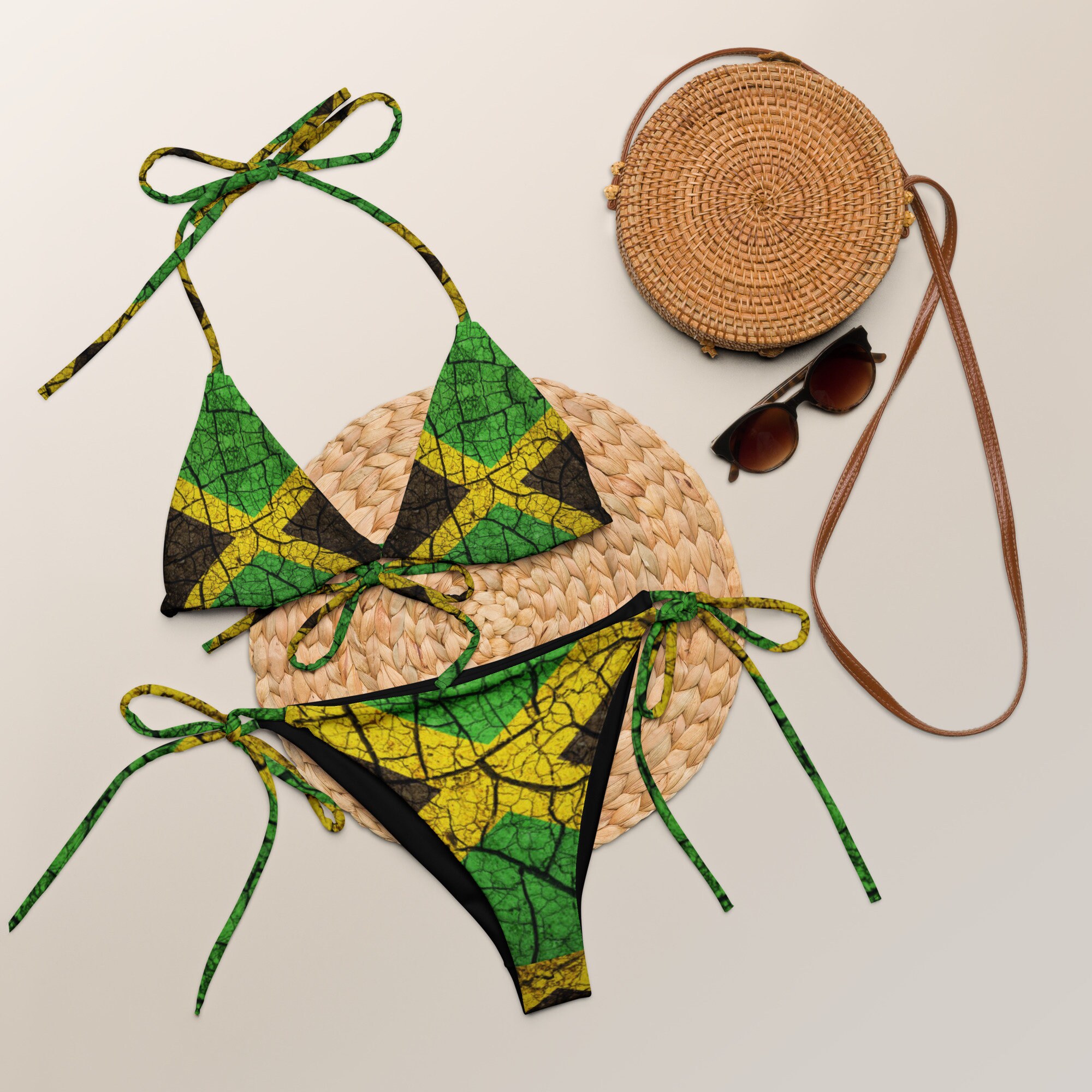 Women Crackle Jamaican Flag String Bikini Etsy