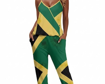 Jamaican Flag Themed Patriotic Jumpsuit for Women