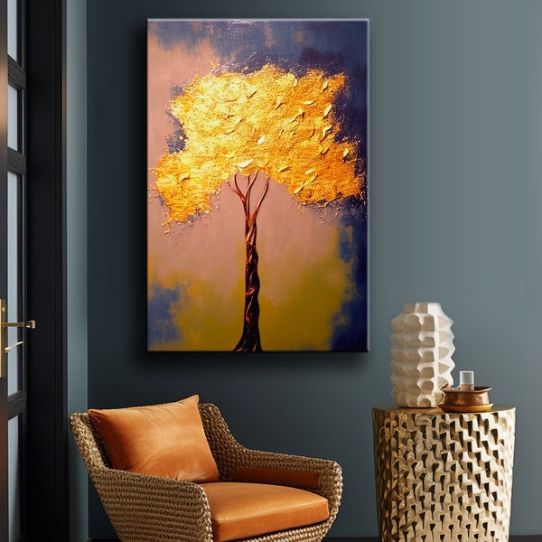 Painting on canvas,Tree,golden tree,Wall Decor,Canvas Art,Modern Canvas Decor,ColorfulCanvas