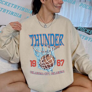 Vintage Thunder Sweatshirt, Oklahoma Basketball Shirt, Thunder Basketball T-Shirt, American Basketball Fan Gift