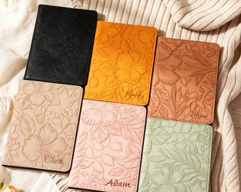 Embossed Hibiscus Floral Collection Leather kindle case, paperwhite 12th 7'' case, Custom 6.8" 2021 Cover, All new kindle 6'' 2024 11th case