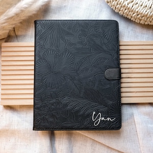 Custodia per iPad personalizzata in pelle con fiore nero retrò per Mini 5 6, custodia per iPad per iPad 10.2" 10.9" 11" 12.9", custodia per iPad 2022 2021 2020