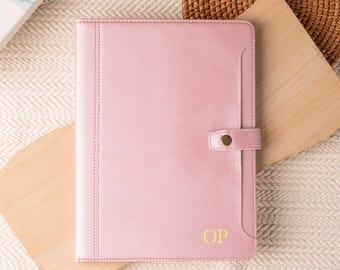 Personalized Rose Gold iPad Case, Leather Flip Cover with Pencil Holder, iPad Air 11" 13", iPad 10th 11th ,iPad Pro 12.9",iPad Mini 6 7 Case