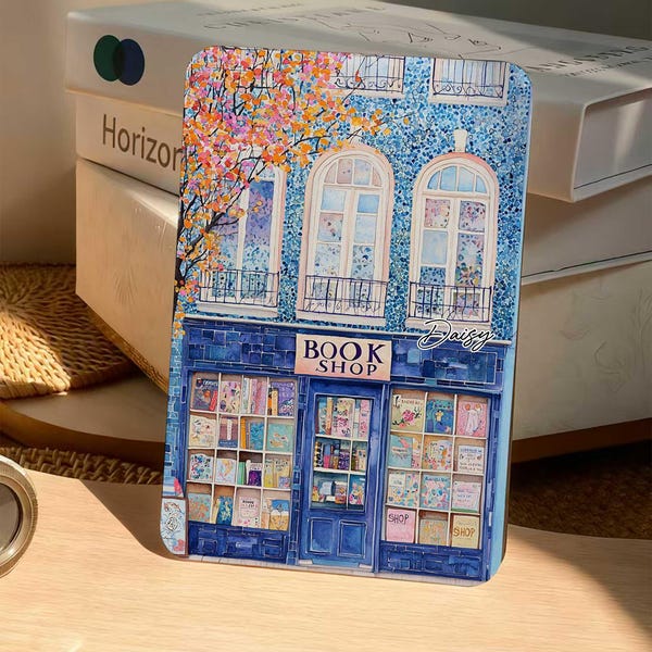 Personalized Watercolor Book Shop Kindle Case, Custom Kobo Clara/Kindle 11th Gen 6" Case, Paperwhite 7" 2024 Cover, Book Lover Gift for Her