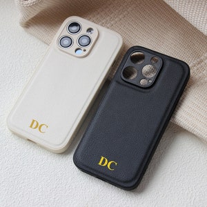 Op maat gemaakt iPhone-hoesje, veganistisch leren iPhone-hoesje, kleurrijke iPhone-hoesjes, gepersonaliseerde monogram initialen iPhone 15 14 12 gepersonaliseerde cadeaus