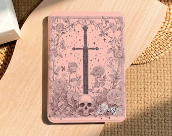 Skull and Thornsword Kindle Paperwhite 7'' Case, Gothic Floral Design