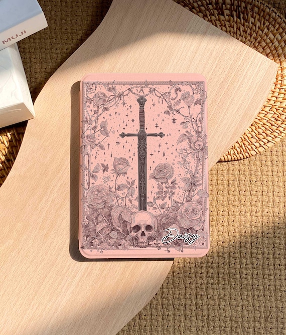 Skull and Thornsword Kindle Paperwhite 7'' Case, Gothic Floral Design