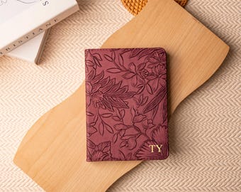 Personalized Embossed Dark Red Flower Leather kindle case, kindle paperwhite 12th 7&#39;&#39; case, All new kindle 6&#39;&#39; 2024 11th case, gift for her