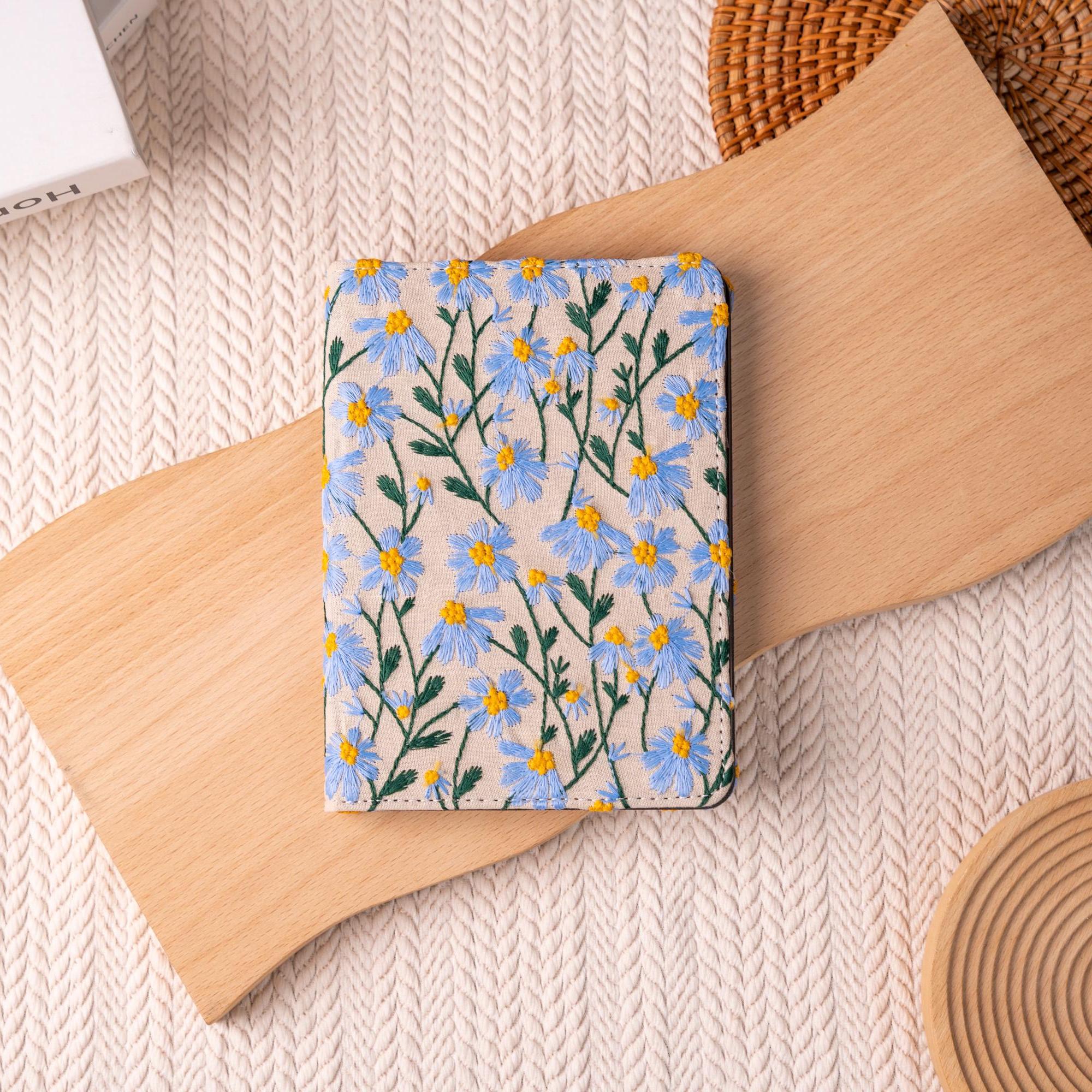 Embroidered Floral Kindle Case, Only Blue Daisy Paperwhite 12th ...