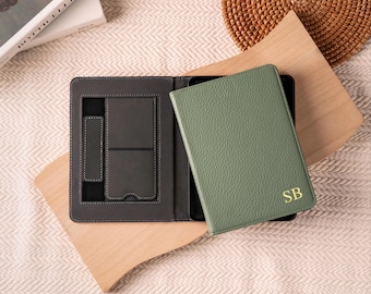 Custom Lychee Leather Kindle Case, Kindle Colorsoft Case, Paperwhite 12th 7'' with Strap & Stand, Auto Wake/Sleep, Magnetic Back stand