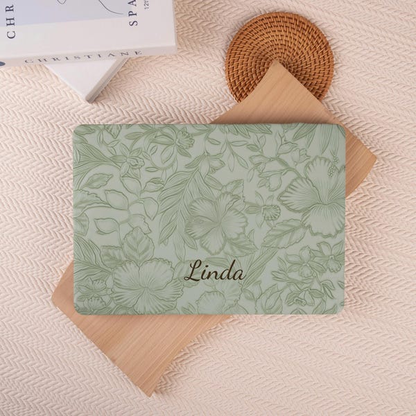 Retro Green Floral Hard Case for MacBook Air 15 13 Inch 2025 Apple Laptop Sleeves Laptop Case M4 Pro 14 A3112 A3185 Pro 14 15 16 Inch 2025