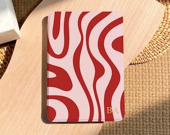 Individuelle rote Ripples Initialen Kindle Hülle, Geschenk für Buchliebhaber, Kindle 11th 2024 Paperwhite 7 '' / Kobo Clara Hülle, Geschenk für Buchliebhaber