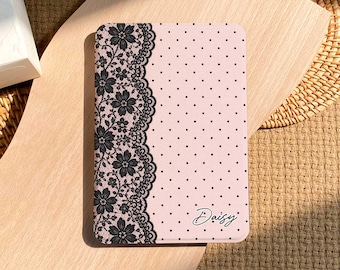 Black Pink Lace Polka Dot Kindle Paperwhite 11th 6.8"Case, Kindle 11th Gen 6” Case, Paperwhite 7” 2024 Case, Kobo Clara BW, Gift for Her