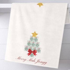 Merry Mah Jongg Tea Towel | Holiday Christmas Present | Mahjong Lovers Gift | Game Day Towel | Party Hostess Gift