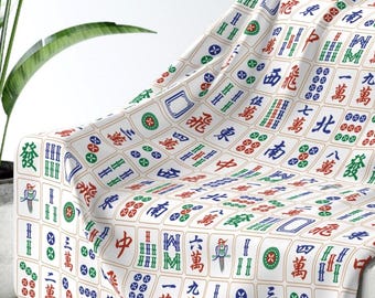 Mahjong Sherpa Fleecefilt – Ultramjuk plyschfilt med Mahjong-kakeltryck Mysig spelfilt Mahjongpresent till kakelälskare