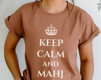 Mahjong Keep Calm and Mahj On T-shirt Player Gift Unisex Mah Jongg Game Day Tee