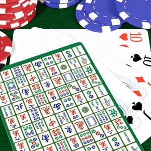 Mahjong Card Deck with Tiles  Design Playing Cards for Game Night Mah Jongg Lovers Gift Gaming Accessory Present for Mahjong Game Enthusiast