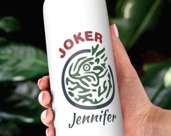 Botella térmica de Mahjong personalizada con comodín, regalo de cumpleaños de Navidad para el jugador de Mahjong, vajilla personalizada para Mahjong.