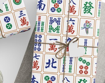 Mahjong Tiles Gift Wrapping Paper | Mah Jongg Friend Gift Wrap | Game Lovers Gift | Birthday Gift | Lunar Year Gift | Christmas Gift
