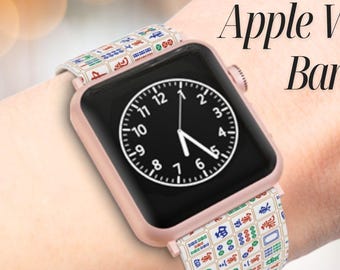 Mahjong Tiles White Watch Band for Apple Watch Mah Jongg Christmas Birthday Gift Mahj Friend Hostess Present Game Day Tournament Accessory