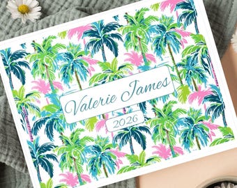 Mahjong Palm Beach NMJL Kartenhülle Spieler Geschenk Mah Jongg Spiel Liebhaber Accessoire Tropischer Vinyl wasserfester Aufkleber Etikett