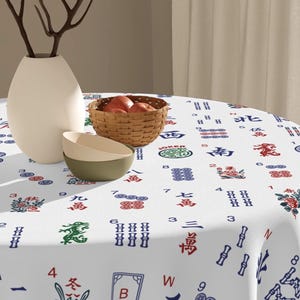 Mahjong Tile Tablecloth: Game Night Table Decor, Mahjong Lover Gift