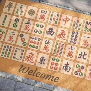 Mahjong Tiles Welcome Doormat, Birthday Gift, Mahj House Decor, Mahjong Outdoor Mat, Housewarming Gift, Mahjong Lover Player Gamer Gift