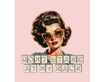 Mahjong Retro Brunette 'Don't Stare at My Rack' 20x24 Poster Gift for Mahjong Player Funny Mah Jong Room Decor