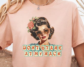 Mahjong Shirt Mah Jongg Game Day Matching 'Don't Stare at My Rack' T-shirt Funny Retro Graphic Tee Mah Jongg Squad Crew Outfit Gift for Her