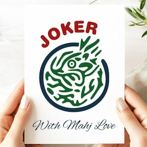 Biglietti d&#39;auguri personalizzati per il Mahjong con design a tessere Joker, articoli di cancelleria carini per gli amanti del gioco del Mahjong, un regalo perfetto per i giocatori di Mahjong.