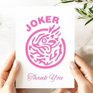 Biglietti di ringraziamento con motivo a tessere Joker rosa Mahjong, articoli di cancelleria carini per gli amanti del gioco Mahjong