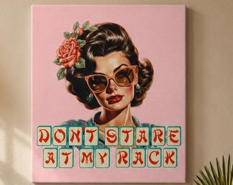 "Mahjong Retro Brünett ""Don't Stare At My Rack"" Matte Canvas Spiel-Liebhaber Geschenk Mah Jongg Player Decor Hostess vorhanden."