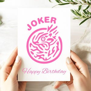 Biglietti di auguri di buon compleanno Mahjong Pink Joker / Interno vuoto / Confezione da 8 o 16 con buste / Graziosa cancelleria per gli amanti del gioco Mahjong