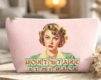 Bolsa para fichas de Mahjong, divertida, retro, rubia, "No mires mi estante", bolsa rosa para fichas, idea de regalo para jugador, regalo de cumpleaños, regalo para amantes del juego Mahjong