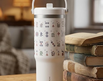 Mahjong Pattern Nomad Tumbler 32oz Mah Jongg Player Gift Game Day Travel Water Bottle