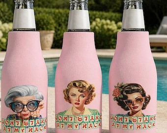 Funda enfriadora de botellas con cremallera para Mahjong, regalo divertido retro para Mahjong, funda para botellas de cerveza y refrescos "No mires mi estante", recuerdo para despedida de soltera