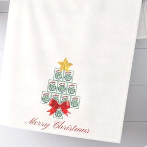 Mahjong Christmas Tea Towel Holiday Game Day Décor Gift for Mah Jongg Lovers Joker Christmas Tree Towel Game Day Present Party Hostess Gift