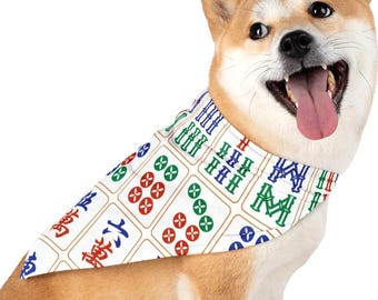 Mahjong Pet Bandana Mahjong Dog Tiles Bandana Birthday Gift Mahjong Lovers Gift Dog Lovers Gift Funny Animal Gift