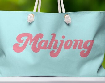 Mahjong Weekender Bag, Mahjong Friends Bag, Beach Tote, Mahjong Gift, Mahjong Game Day Bag, Birthday Gift
