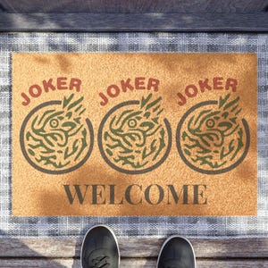 Mahjong Welcome Doormat with Jokers Birthday Gift Mah Jongg House Decor Outdoor Mat Housewarming Gift Mahjong Game Lover Player Present
