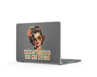 Mahjong Dont Stare At My Rack MacBook Hülle Spieler Geschenk Retro Grafik Mah Jongg Spiel-Liebhaber Computer Zubehör