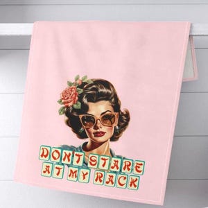 Funny Mahjong &quot;Don&#39;t Stare at My Rack&quot; Tea Towel Gift for Mah Jongg Enthusiast  Kitchen Decorative Dish Hand Towel Hostess Housewarming Gift