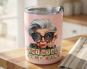 Freche alte Dame Mahjong Becher 10 Unzen lustiges Geschenk für sarkastischen Mahjong Spiel Liebhaber 'Don't Stare at My Rack' Cup