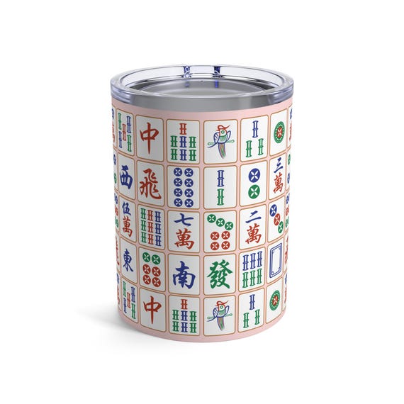 Mahjong Tumbler Stainless Steel Vacuum Cup Mahjong Gift Holiday Party Hostess Gift Game Day Tumbler Mahjong Tile Design