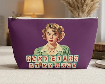 Mahjong Retro Blonde "Don't Stare At My Rack" Juicy Grape Tile Pouch