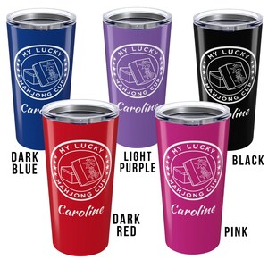 Personalized Mahjong Tumbler: Stainless Steel Travel Cup, 20oz image 5